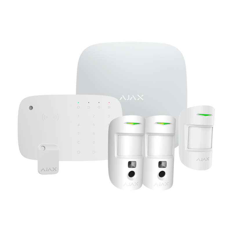 Kit Alarma Completo con HUB2 (4G): Teclado con Sirena + 2 Fotodetectores HDR + 1 Detector movimiento + 2 TAGS
